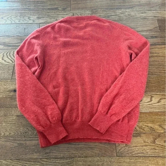 Alan Flusser Men's V-Neck 2 Ply Cashmere Sweater Orange Pullover Sz L - Picture 2 of 6